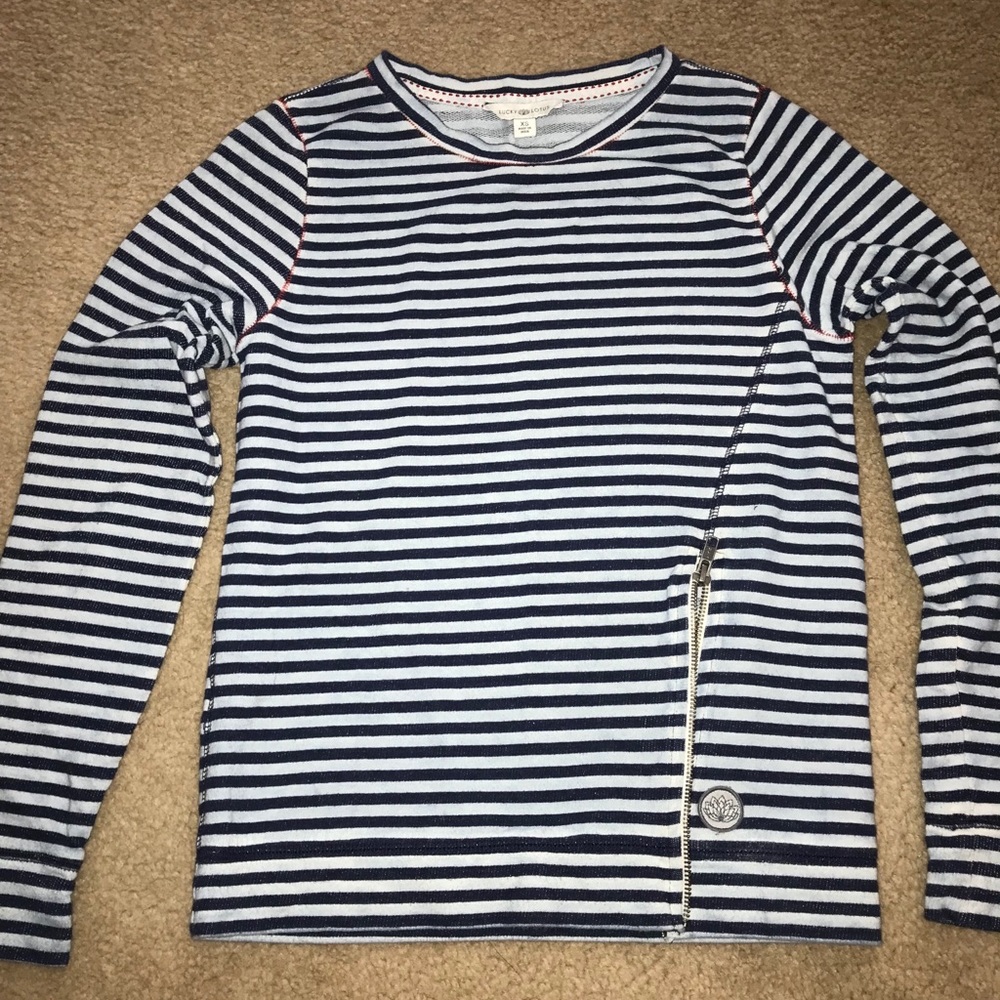 Lucky Brand Side Zip Stripe Sweatshirt szXS